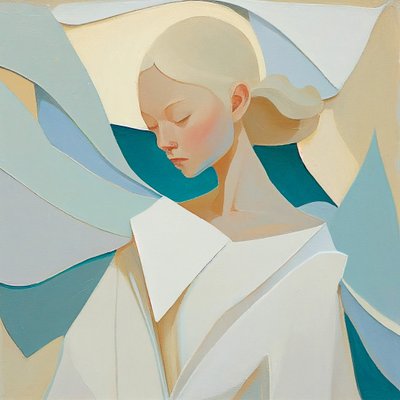 金发女性肖像，灵感来自名画，墙面艺术印刷品 作者 法赫塔利·阿卜杜勒拉希姆