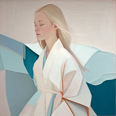 金发美女肖像, 抽象绘画, 壁画打印 作者 法赫塔利·阿卜杜勒拉希姆