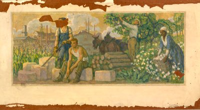 丰富的今天壁画研究，田纳西州克拉克斯维尔邮局，约1937-1938。 作者 F.路易斯莫拉
