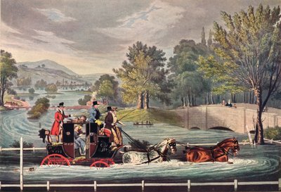 洪水中的邮车，约1827年，1904年 作者 F罗森堡