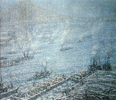东河，纽约，冬天（布面油画） 作者 F·厄舍·德沃尔