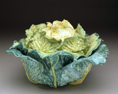 "卷心菜 "瓦罐和盖子，约1755年（锡釉陶器 作者 塞欧工厂