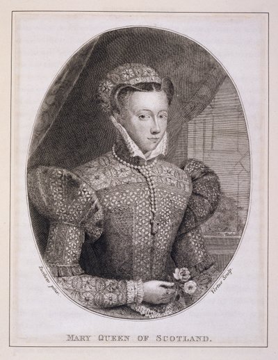 苏格兰女王玛丽（1542-1587 年），由 George Vertue（1684-1756 年）雕刻（雕版画） 作者 费德里科（后）祖卡罗
