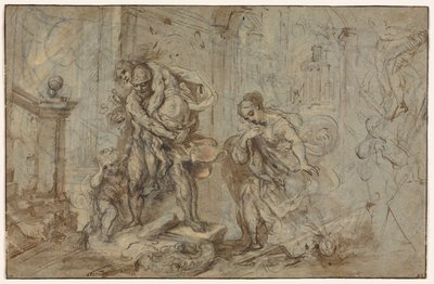 特洛伊陷落时（1587-1588年）的埃涅阿斯（Aeneas）拯救安基塞斯（Achises）。 作者 费德里科·巴罗奇