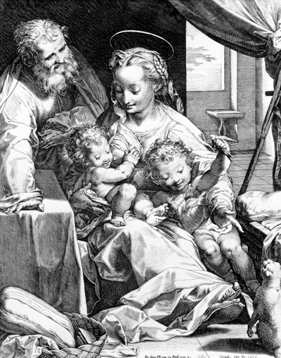 神圣家族，由Cornelis Cort雕刻，1577年 作者 费德里科·巴罗奇