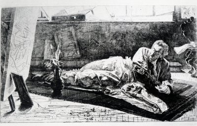 Carthusian 或 At the Charterhouse of Pavia（蚀刻版） 作者 费德里科·法鲁菲尼（Federico Faruffini）