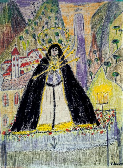 为“七把匕首的处女”（Virgen de los siete dolores）绘制，20 世纪 作者 费德里科·加西亚·洛尔卡（Federico Garcia Lorca）