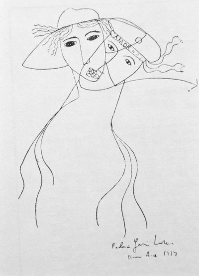 为描绘他在布宜诺斯艾利斯创作的一首诗而绘制的图画 作者 费德里科·加西亚·洛尔卡（Federico Garcia Lorca）