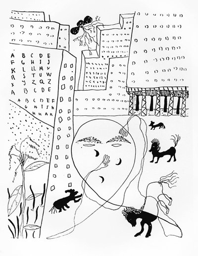诗人Federico Garcia Lorca（1898-1936）的自画像在纽约，30年代 作者 费德里科·加西亚·洛尔卡（Federico Garcia Lorca）