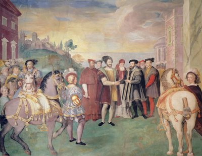 1538年弗朗索瓦一世与皇帝查理五世之间的尼斯休战，在中心，教皇保罗三世法尔内塞，于1534年当选 作者 费德里科·祖卡罗
