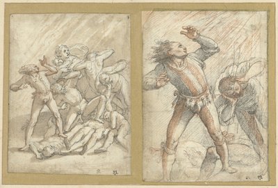两幅被诅咒者的素描 作者 卢卡·西诺雷利（Luca Signorelli）