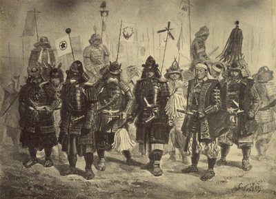 查尔斯·威格曼（Charles Wirgman）拍摄的日本勇士图画的摄影副本 作者 菲利斯·比托（Felice Beato）