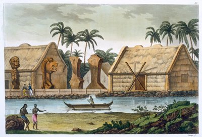 三明治群岛Kaiakakooa的Tamahamah墓"，约1820-1839年 作者 菲利斯·坎皮（Felice Campi）