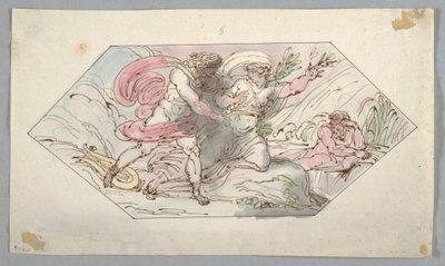 素描，《阿波罗与达芙妮》，1796-98 年 作者 菲利斯·贾尼