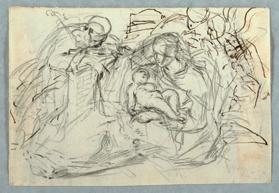 素描，神圣家族，1800-1825 年 作者 菲利斯·贾尼