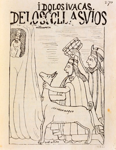 Inca offering llama to idols (engraving 作者 费利佩·华曼·波马·德·阿亚拉