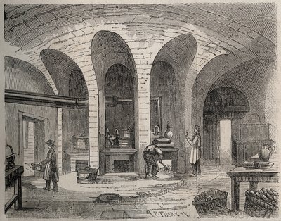 巴黎--小罗盖特监狱（妇女和青少年监狱）--Les Cuisines--Felix Thorigny之后的版画--1865年7月的《世界画报》。 作者 费利克斯（后）索里尼