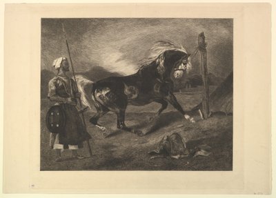 1857年德拉克洛瓦（Delacroix）之后，有利益的阿拉伯马。 作者 费利克斯·布拉克蒙德