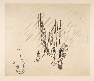 盘子装饰：雨，1870年。 作者 费利克斯·布拉克蒙德