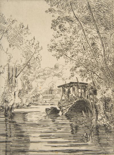 染坊的船Bas-Meudon，约1868年。 作者 费利克斯·布拉克蒙德