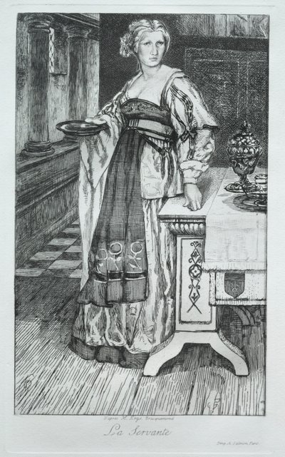 1868年H.Leys之后的女仆。 作者 费利克斯·布拉克蒙德