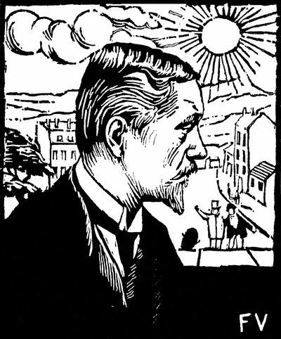 自画像。Felix Edouard Vallotton（1865-1925 年）约 1890 年创作的木版画。私人收藏。 作者 费利克斯·爱德华·瓦洛顿