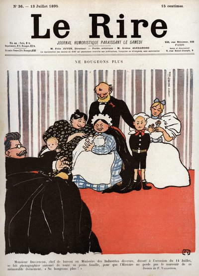 1895年7月13日，第36号报纸“ Le Rire”的封面：“不再动弹了” 作者 费利克斯·爱德华·瓦洛顿