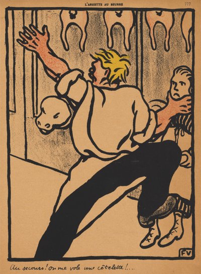 犯罪与处罚XX，777：帮助！我的肉饼被偷了！ ，1869年。 作者 费利克斯·爱德华·瓦洛顿