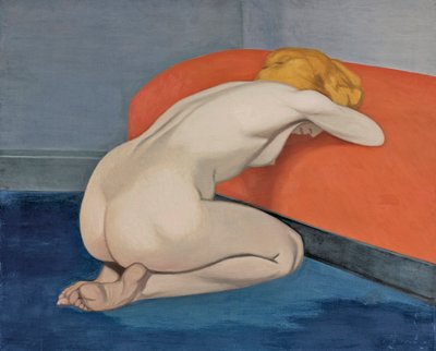 "Femme nue agenouillee devant un canape rouge" 裸体女人跪在红色沙发前 par Vallotton, Felix Edouard (1865-1925) 作者 Felix Edouard Vallotton