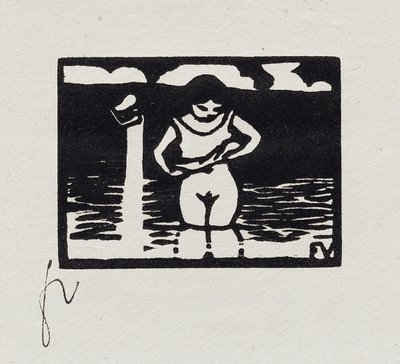 女孩从“ Les Petites Baigneuses”中脱下衬衫，VI，1893年 作者 费利克斯·爱德华·瓦洛顿