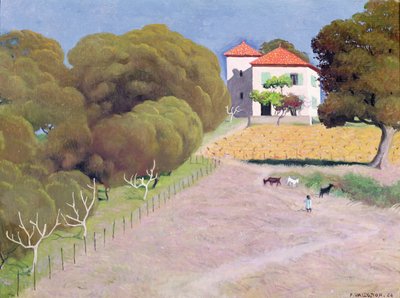 景观，红屋顶的房子，1924年 作者 费利克斯·爱德华·瓦洛顿