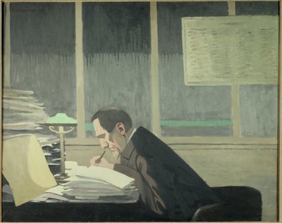 费利克斯-费内昂(1861-1944)的肖像，艺术评论家，记者和La revue blanche杂志的主任" 费利克斯-瓦洛顿(1865-1925)的绘画 (ec.suiss) 作者 费利克斯·爱德华·瓦洛顿