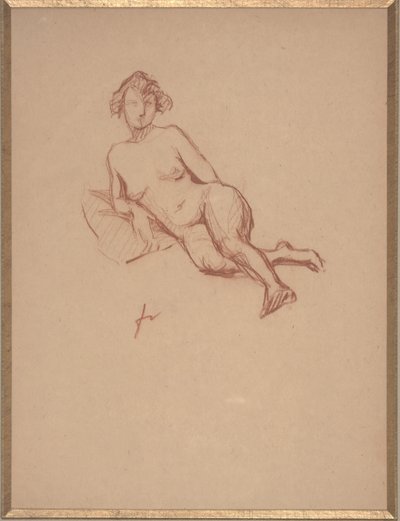 斜倚女性裸体（纸上的红色粉笔） 作者 Felix Edouard Vallotton