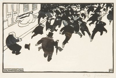 示威游行，1893年 作者 费利克斯·爱德华·瓦洛顿