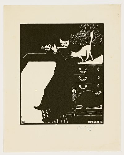 长笛，来自“乐器”系列，1896-97年 作者 费利克斯·爱德华·瓦洛顿