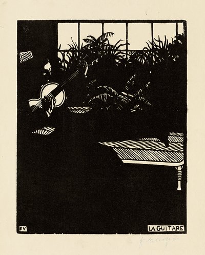 吉他，来自“乐器”系列，V，1897年 作者 费利克斯·爱德华·瓦洛顿