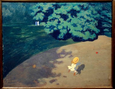 球或角落里的公园，孩子在玩球 绘画：Felix Vallotton (1865-1925) 1899年 太阳。0,48 x 0,61米 巴黎，奥赛博物馆 作者 费利克斯·爱德华·瓦洛顿