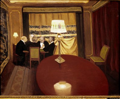 扑克游戏。 菲利克斯·瓦洛顿 (Felix Vallotton) 的绘画 (1865-1925) 作者 费利克斯·爱德华·瓦洛顿