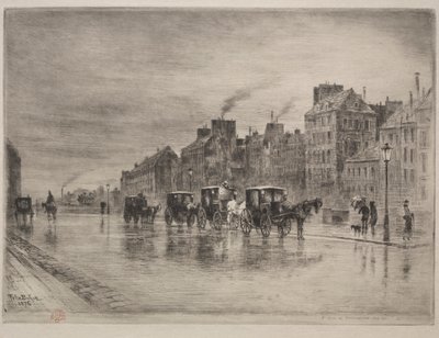 迪厄河码头的冬日早晨 作者 Felix Hilaire Buhot