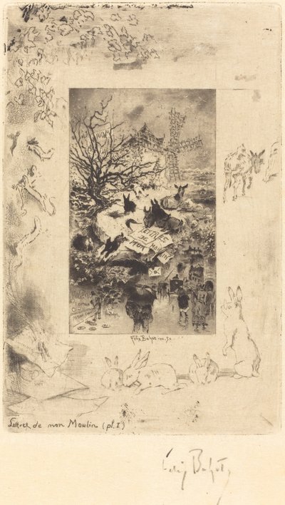 Lettres de Mon Moulin》的扉页，约1885年。 作者 菲利克斯·希拉勒·布霍特