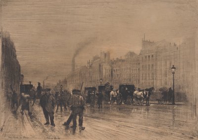 码头上的冬季早晨，巴黎，1883年。 作者 菲利克斯·希拉勒·布霍特
