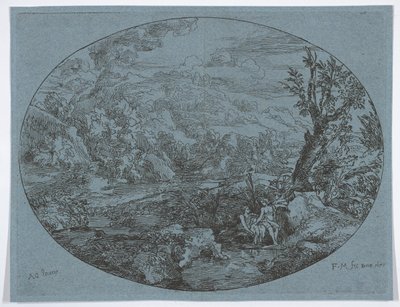 有三个人物的风景，1677年。 作者 菲利克斯迈耶