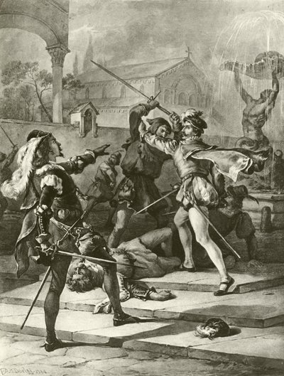 罗密欧与朱丽叶。 Act I-Scene I（凹版印刷） 作者 费利克斯·奥克塔维斯·卡尔·达利