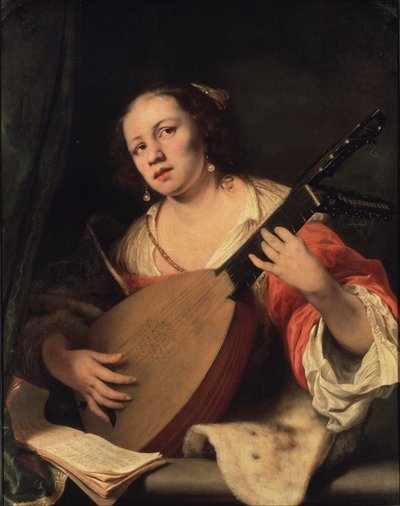 一位琵琶女士，1654年 作者 费迪南德·波尔