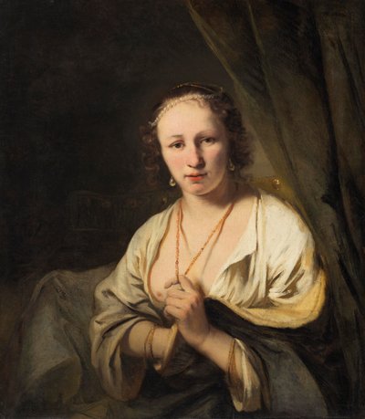有珍珠的妇女在她的头发，c.1653 作者 费迪南德·波尔
