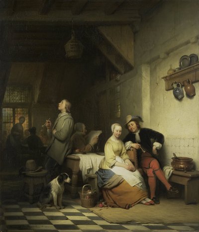客栈内景，人物身着十七世纪服饰 作者 Ferdinand De Braekeleer (I)