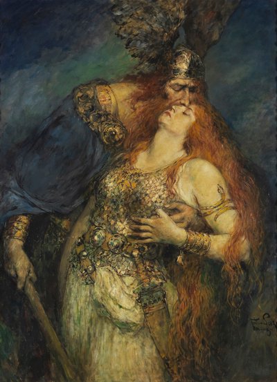 沃坦与布伦希尔德的告别，约1910年。 作者 Ferdinand Leeke