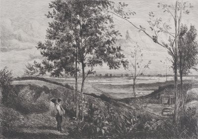 摹仿科罗的风景，1873-90。 作者 费迪南德·莱夫曼