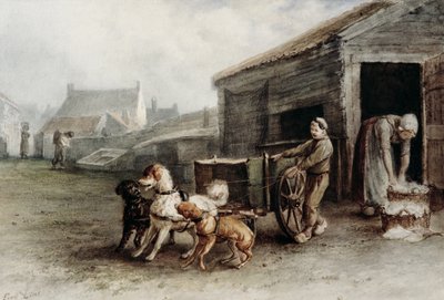 狗车，荷兰，1890年（纸上wc） 作者 费迪南德·林茨