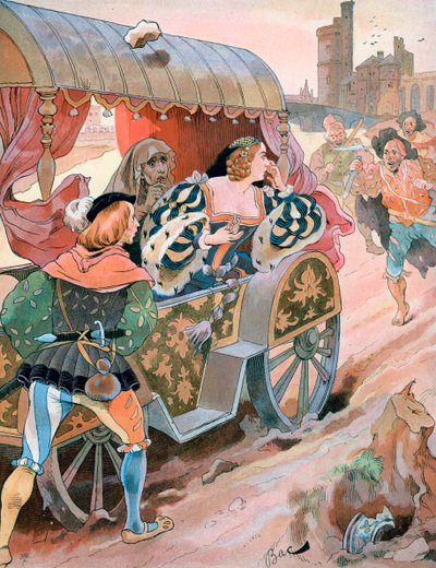 进攻马车，弗朗西斯一世统治的Quai de Nesles，16世纪，c1870-1950。 作者 费迪南德·西吉斯蒙德·巴克